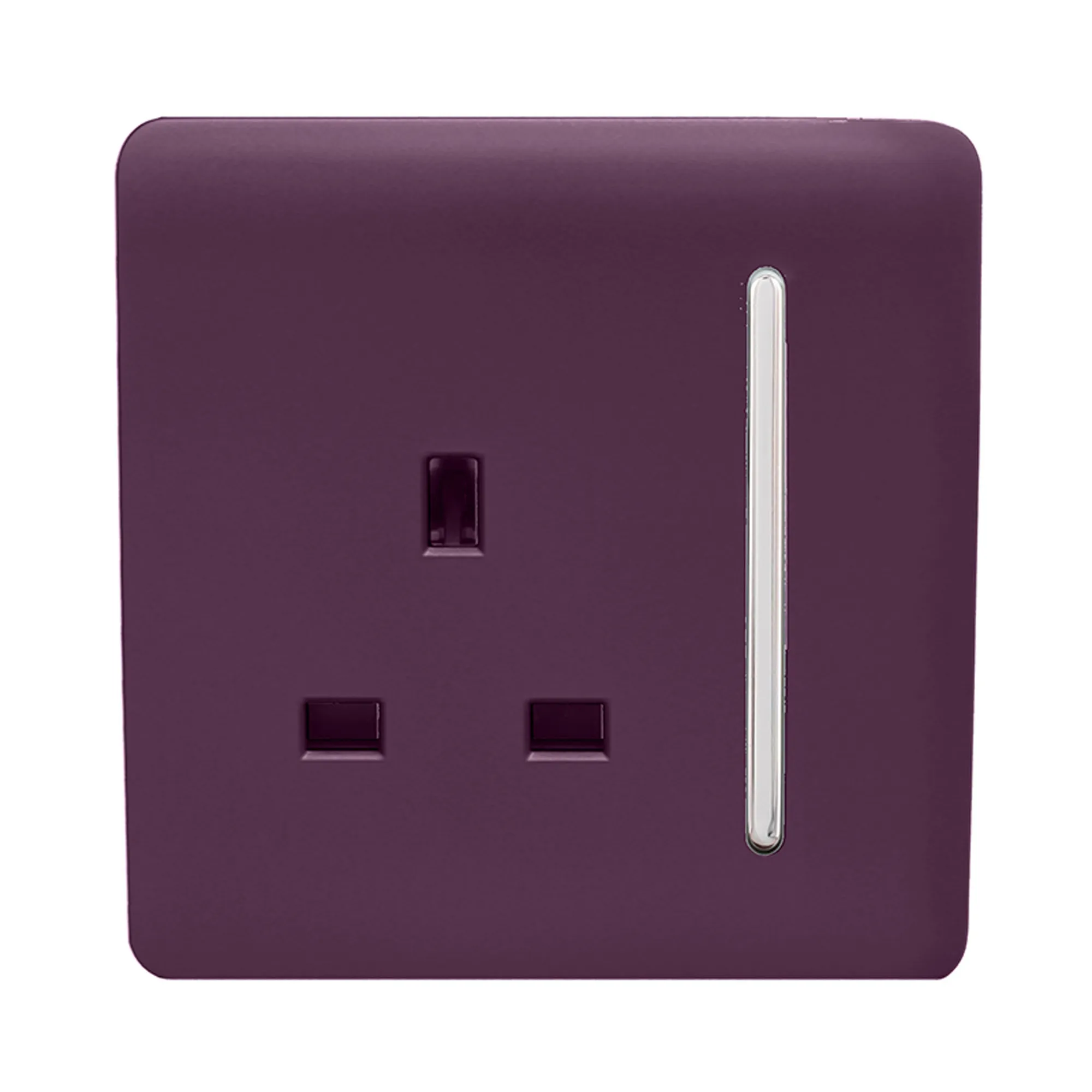 1 Gang 13Amp Switched Single Socket Plum